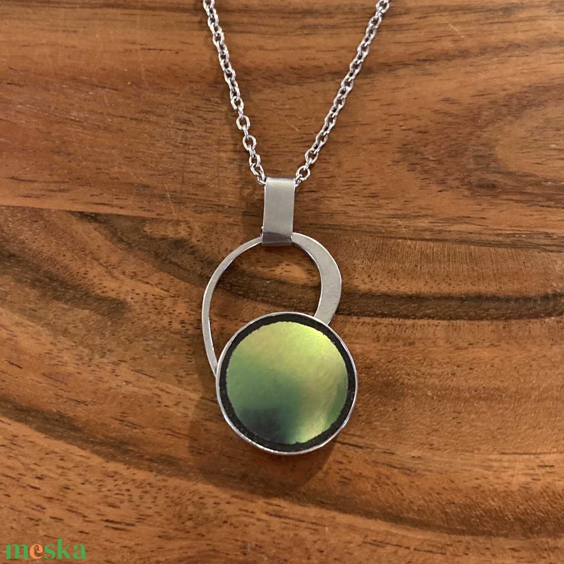 Eozinos mentett Zsolnay darabok - nemesacél nyaklánc eozin mázas porcelánnal - ékszer - nyaklánc - medálos nyaklánc - Meska.hu