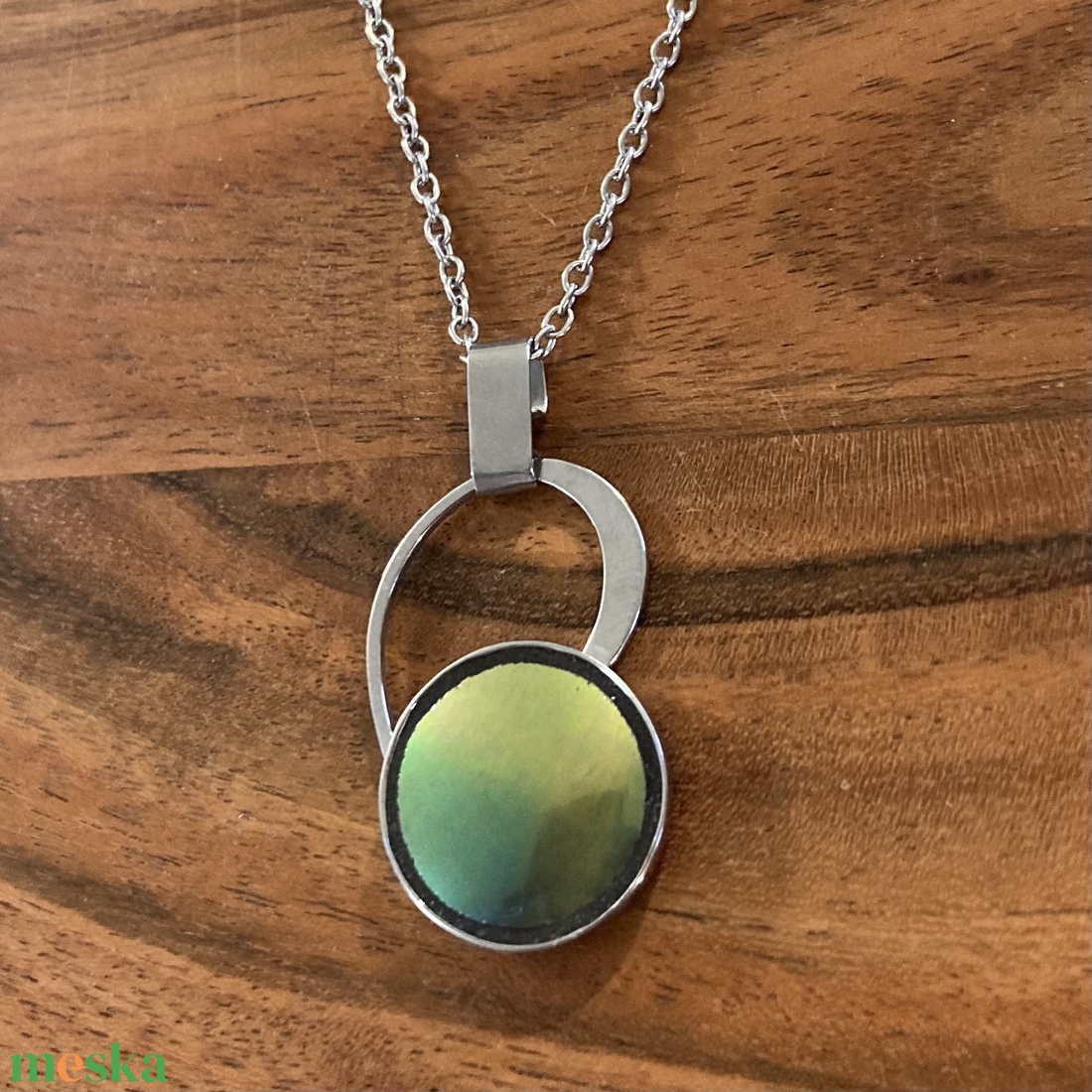 Eozinos mentett Zsolnay darabok - nemesacél nyaklánc eozin mázas porcelánnal - ékszer - nyaklánc - medálos nyaklánc - Meska.hu