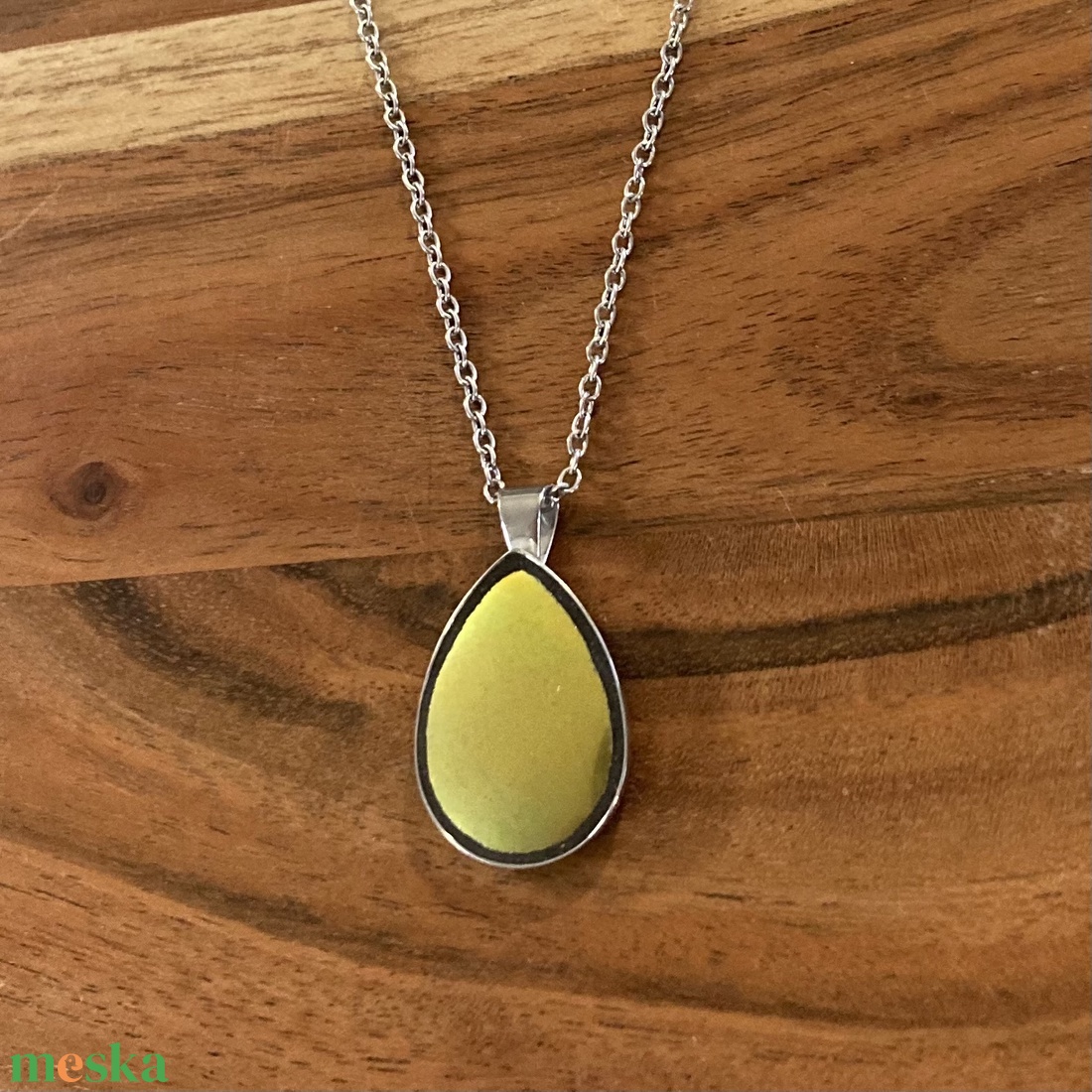 Eozinos mentett Zsolnay darabok - porcelán nyaklánc, nemesacél csepp medálos - ékszer - nyaklánc - medálos nyaklánc - Meska.hu