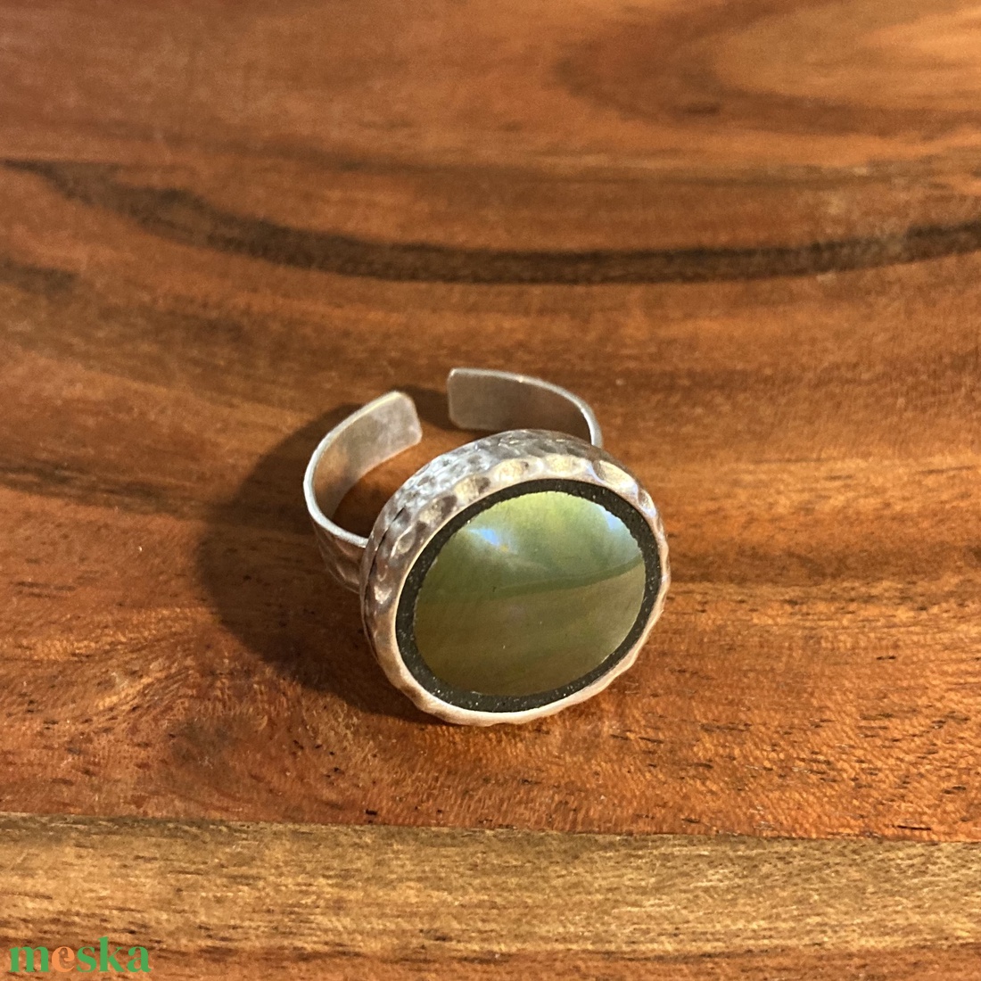 Eozinos Zsolnay mentett darabok - porcelán gyűrű - eozin mázas, állítható - ékszer - gyűrű - kerek gyűrű - Meska.hu