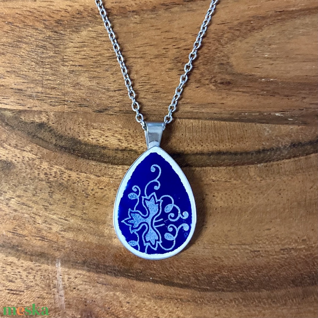 Zsolnay mentett darabok - porcelán nyaklánc - nemesacél csepp medálos nyaklánc - ékszer - nyaklánc - medálos nyaklánc - Meska.hu