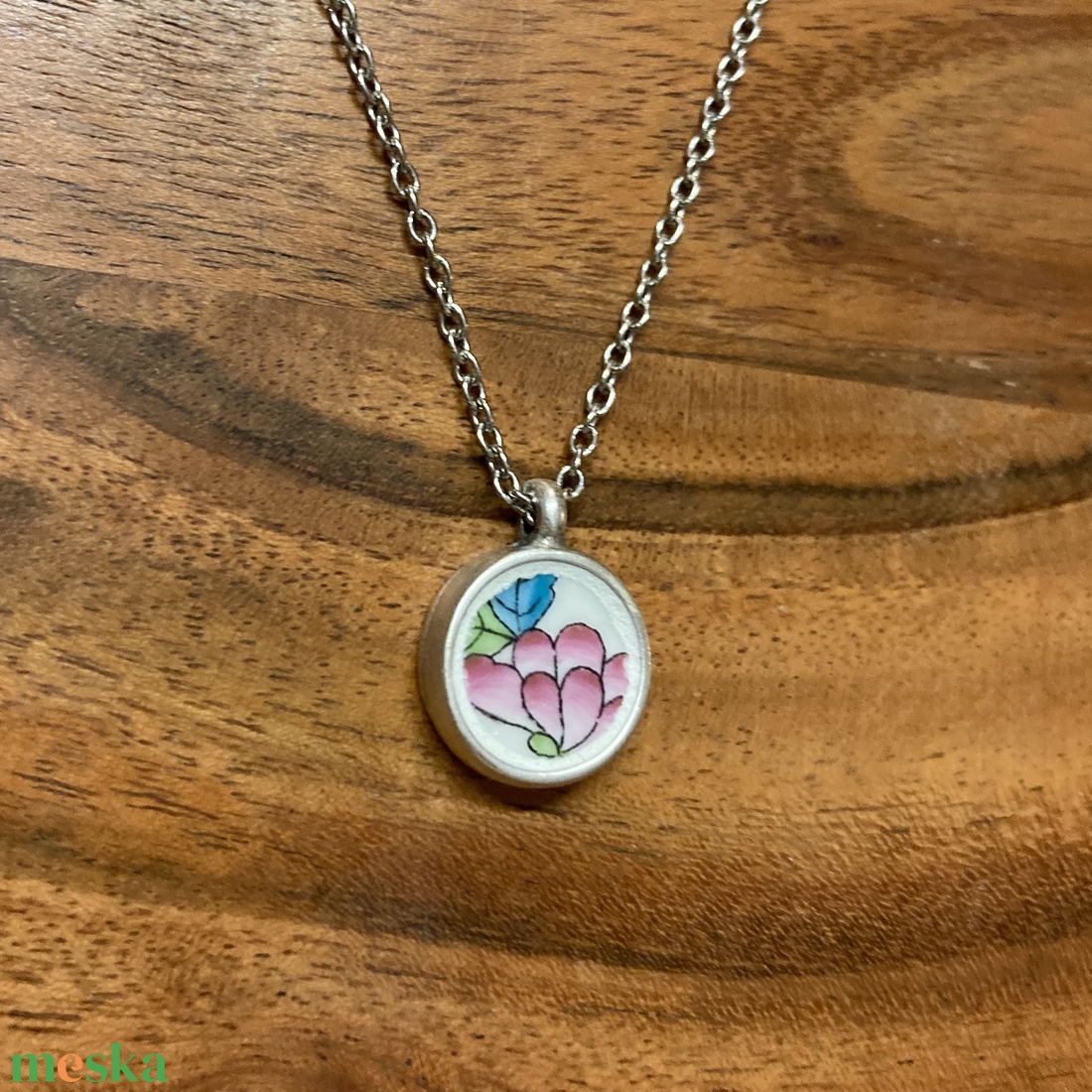 Herendi mentett darabok - pici porcelán nyaklánc - nemesacél lánccal - ékszer - nyaklánc - medálos nyaklánc - Meska.hu