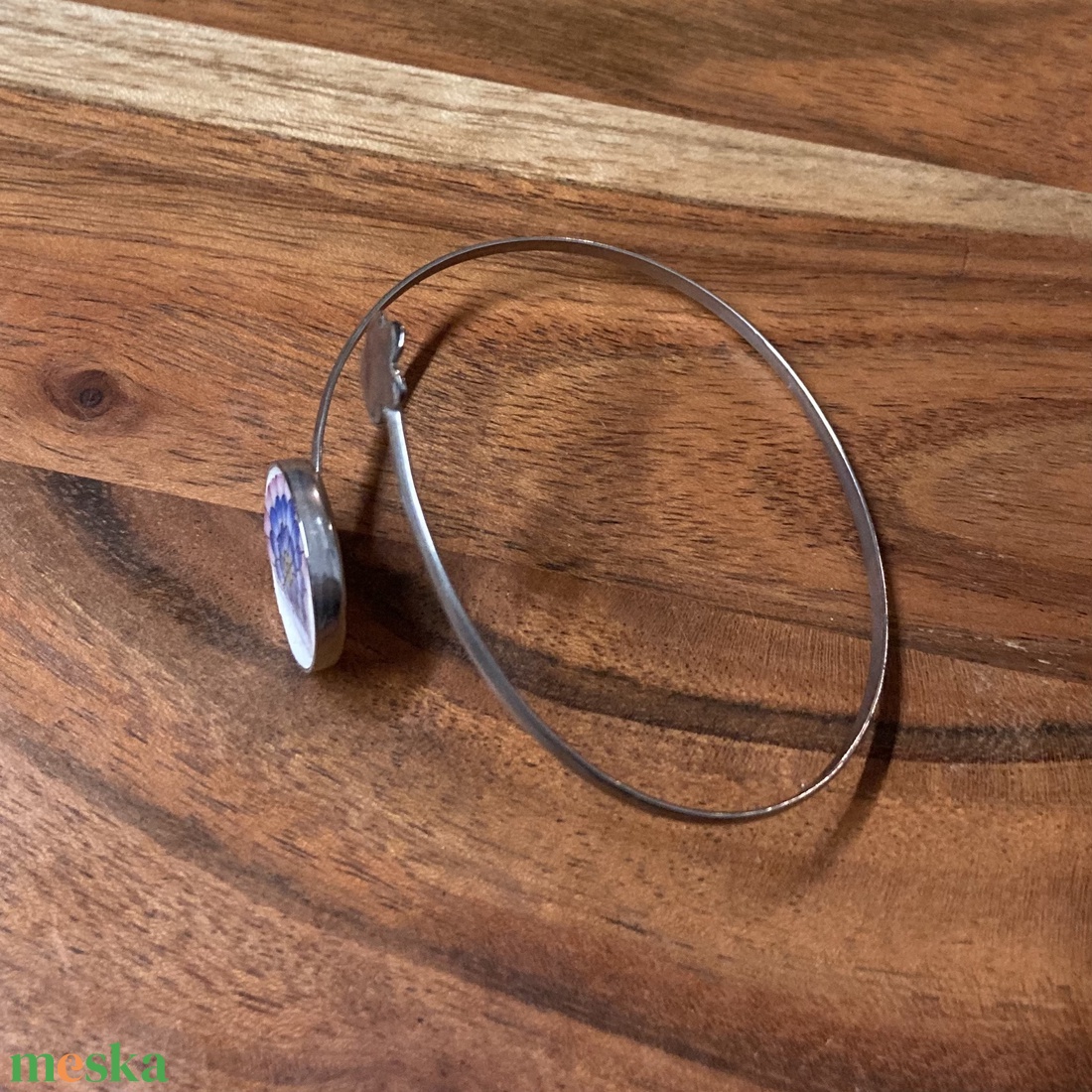 Herendi mentett darabok - nemesacél karperec porcelán virágos - állítható - ékszer - karkötő - karkötő medállal - Meska.hu