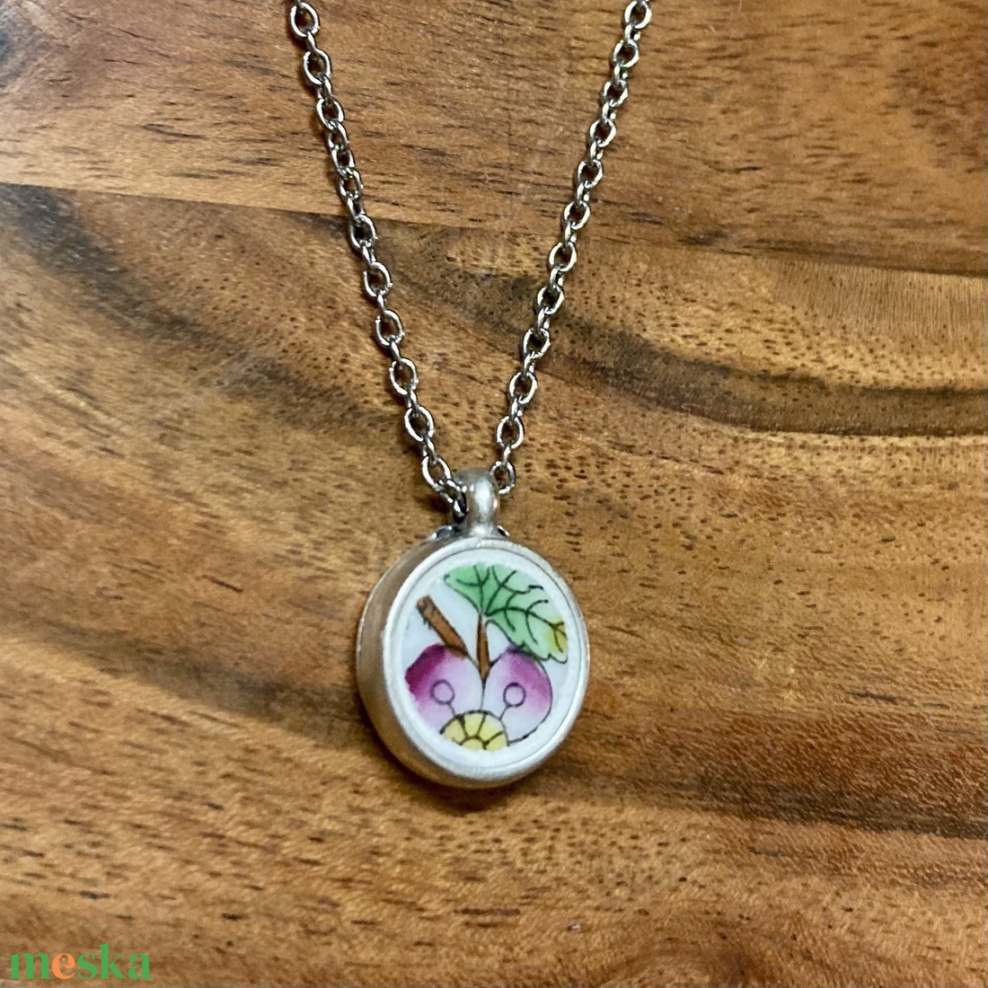 Herendi mentett darabok - pici porcelán nyaklánc - nemesacél lánccal - ékszer - nyaklánc - medálos nyaklánc - Meska.hu