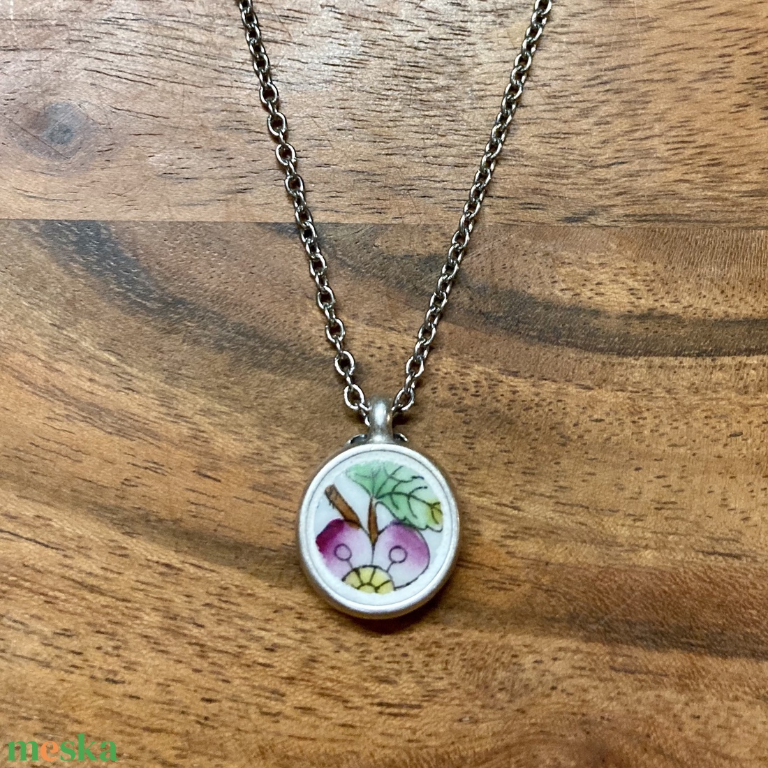 Herendi mentett darabok - pici porcelán nyaklánc - nemesacél lánccal - ékszer - nyaklánc - medálos nyaklánc - Meska.hu