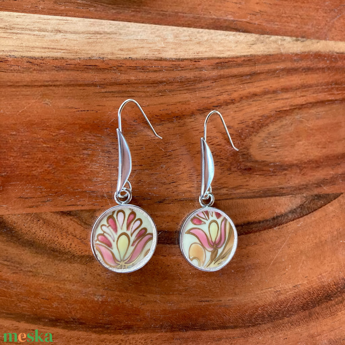 Ritka mentett Zsolnay darabok - porcelán fülbevaló - nemesacél lógós - ékszer - fülbevaló - lógó fülbevaló - Meska.hu