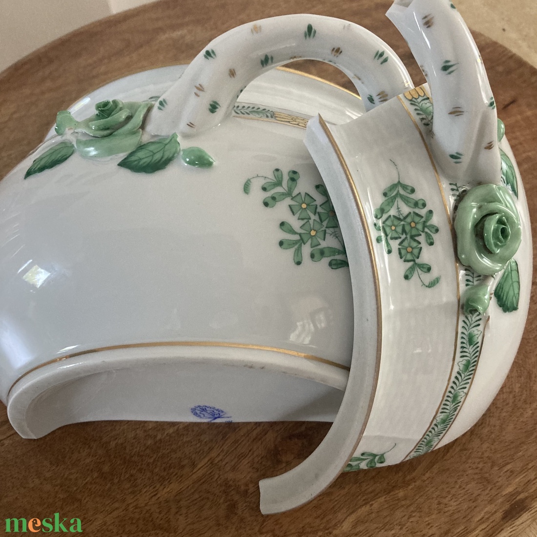 Mentett Herendi darabok - porcelán fülbevaló - nemesacél lógós - ékszer - fülbevaló - lógó fülbevaló - Meska.hu