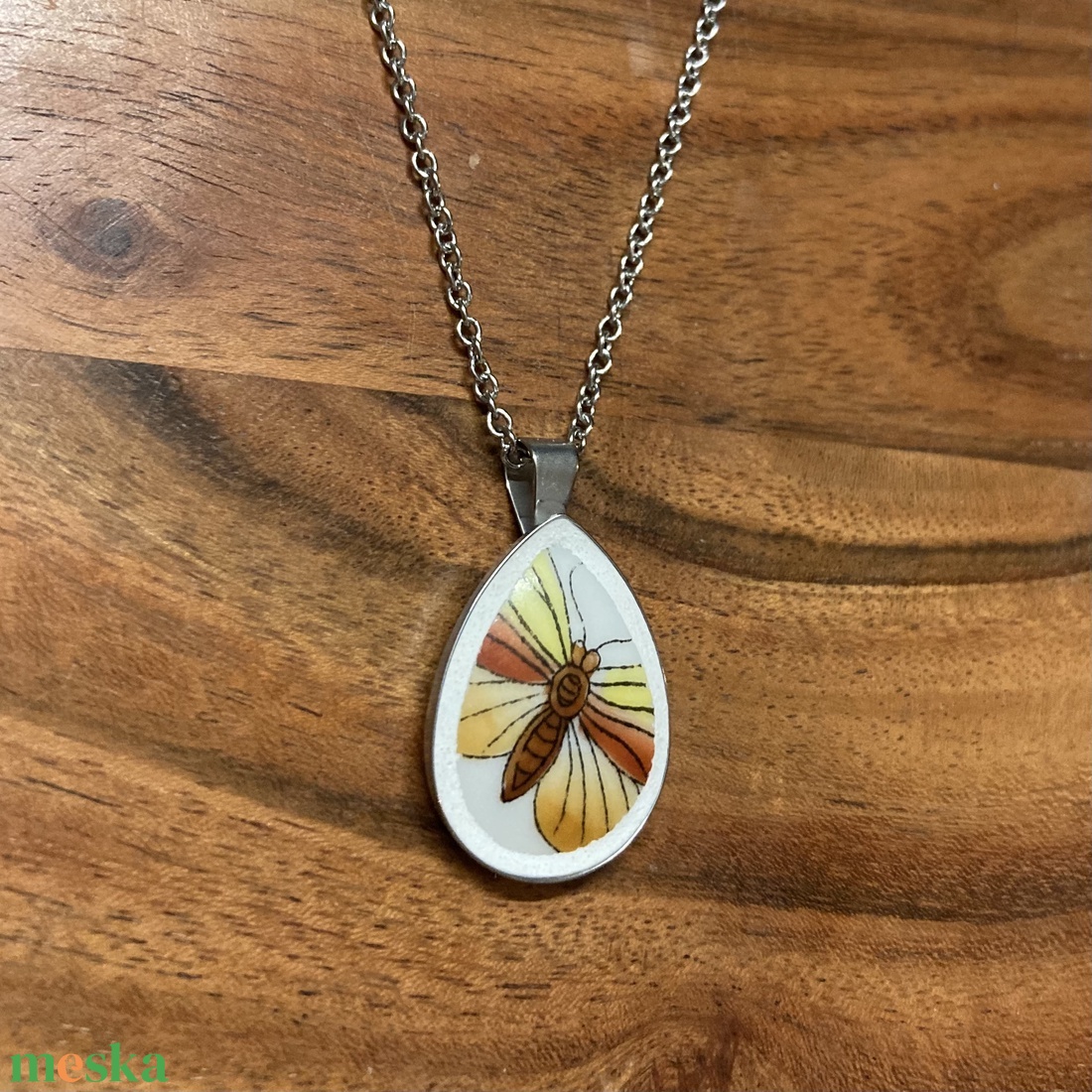 Mentett Herendi darabok - pillangós porcelán nyaklánc - nemesacél csepp medálos - ékszer - nyaklánc - medálos nyaklánc - Meska.hu