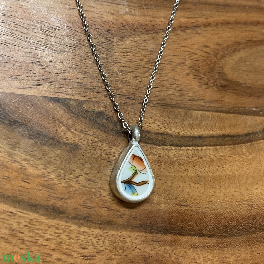 Mentett Herendi darabok - pici csepp porcelán nyaklánc - nemesacél lánccal - ékszer - nyaklánc - medálos nyaklánc - Meska.hu