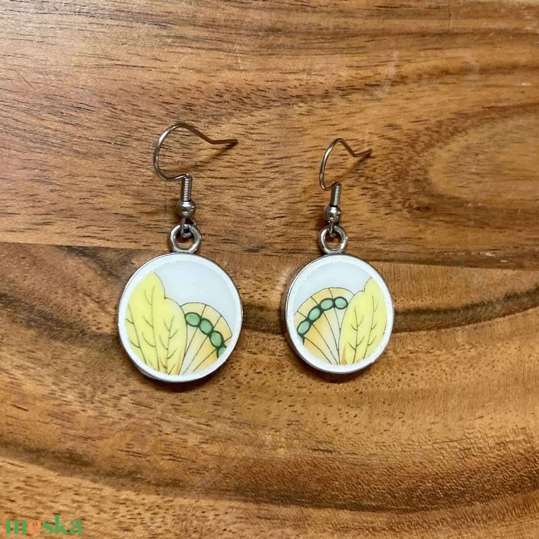 Mentett Herendi darabok - porcelán fülbevaló - nemesacél lógós - ékszer - fülbevaló - lógó fülbevaló - Meska.hu