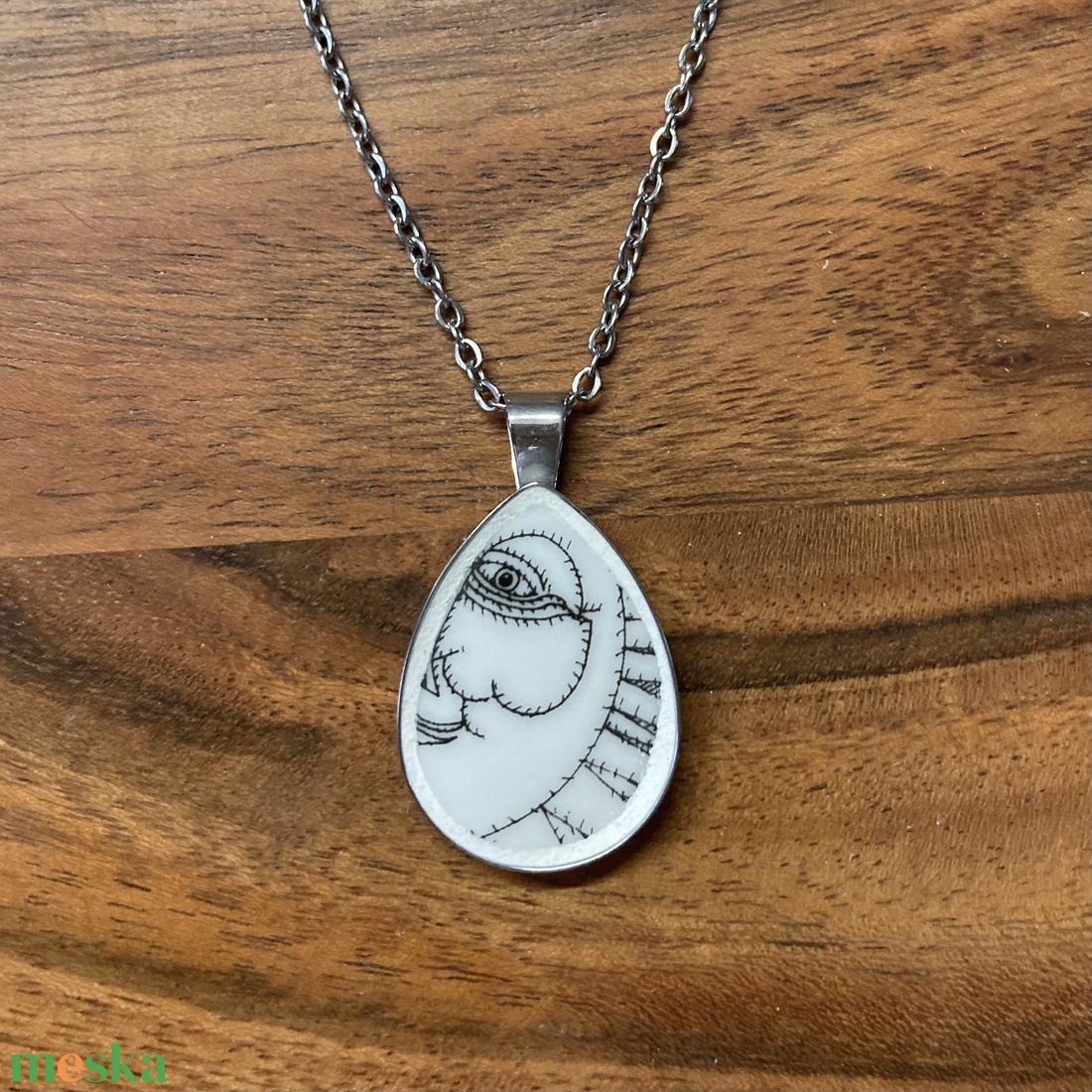 Mentett porcelán darabok - nyaklánc - nemesacél csepp medálos - ékszer - nyaklánc - medálos nyaklánc - Meska.hu