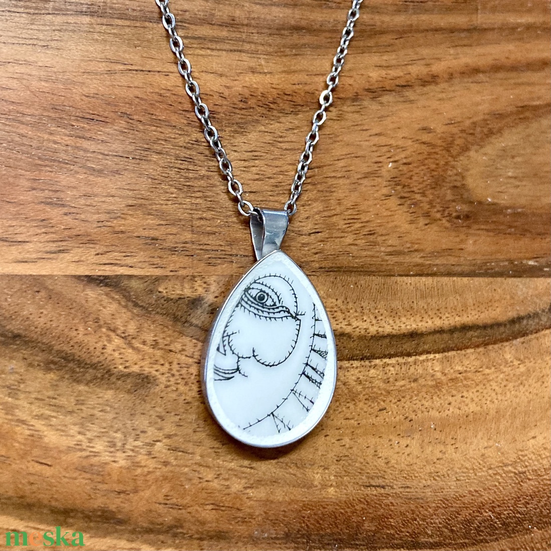 Mentett porcelán darabok - nyaklánc - nemesacél csepp medálos - ékszer - nyaklánc - medálos nyaklánc - Meska.hu