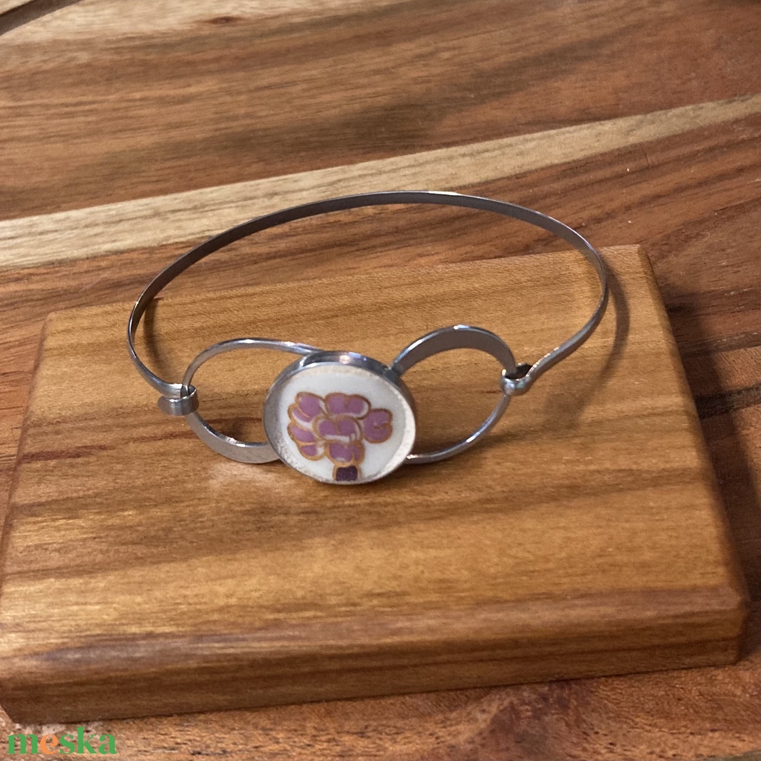 Mentett porcelán darabok - nemesacél karperec, virágos - 3 méretben - ékszer - karkötő - karkötő medállal - Meska.hu