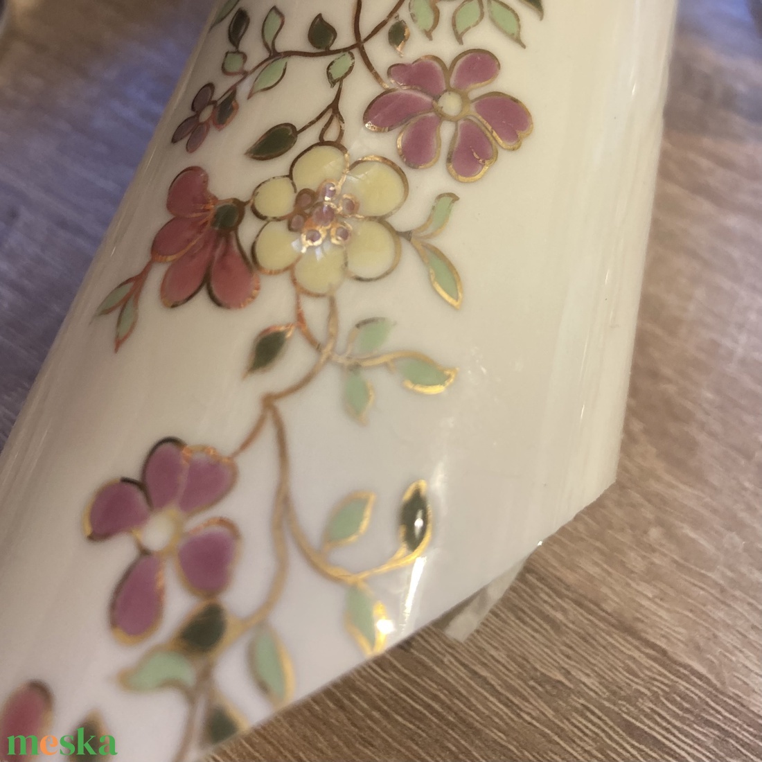 Mentett porcelán darabok - nemesacél karperec, virágos - állítható - ékszer - karkötő - karkötő medállal - Meska.hu