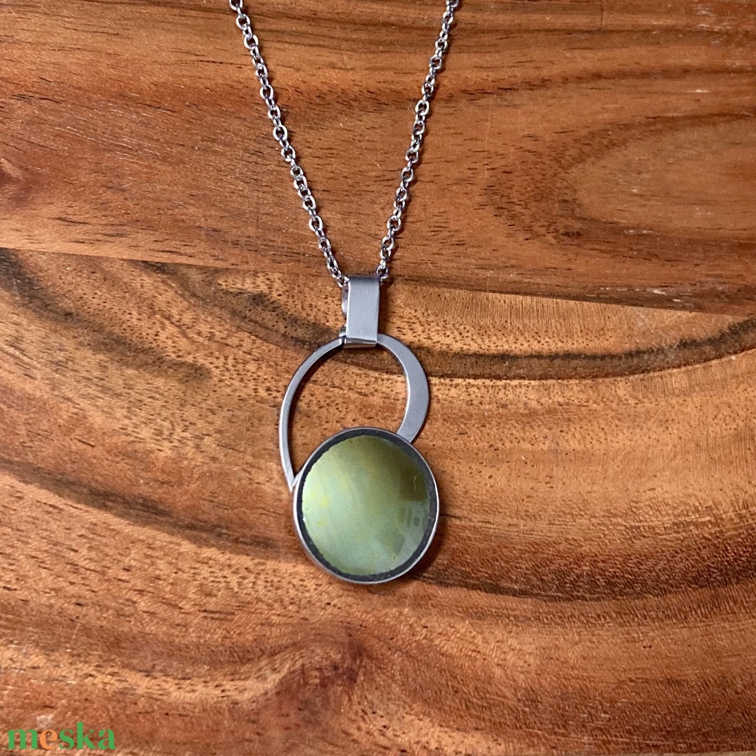 Eozinos mentett porcelán darabok - nemesacél nyaklánc eozin mázas porcelánnal - ékszer - nyaklánc - medálos nyaklánc - Meska.hu