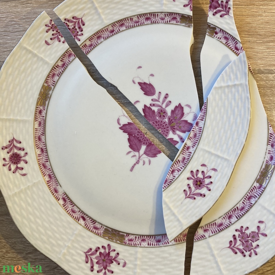 Mentett porcelán darabok - virágos nagy medálos nyaklánc - nemesacél - ékszer - nyaklánc - medálos nyaklánc - Meska.hu