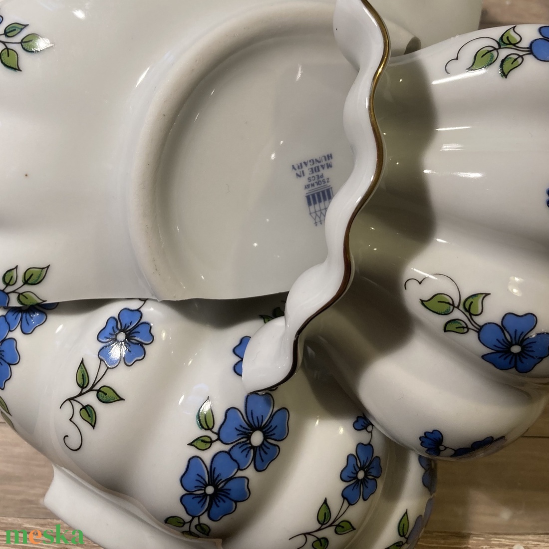 Mentett porcelán darabok - kék virágos nyaklánc - nemesacél csepp medálos - ékszer - nyaklánc - medálos nyaklánc - Meska.hu