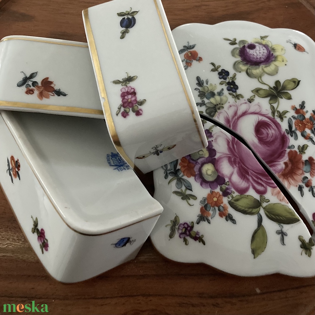 Mentett porcelán darabok - virágos nyaklánc - nemesacél csepp medálos - ékszer - nyaklánc - medálos nyaklánc - Meska.hu