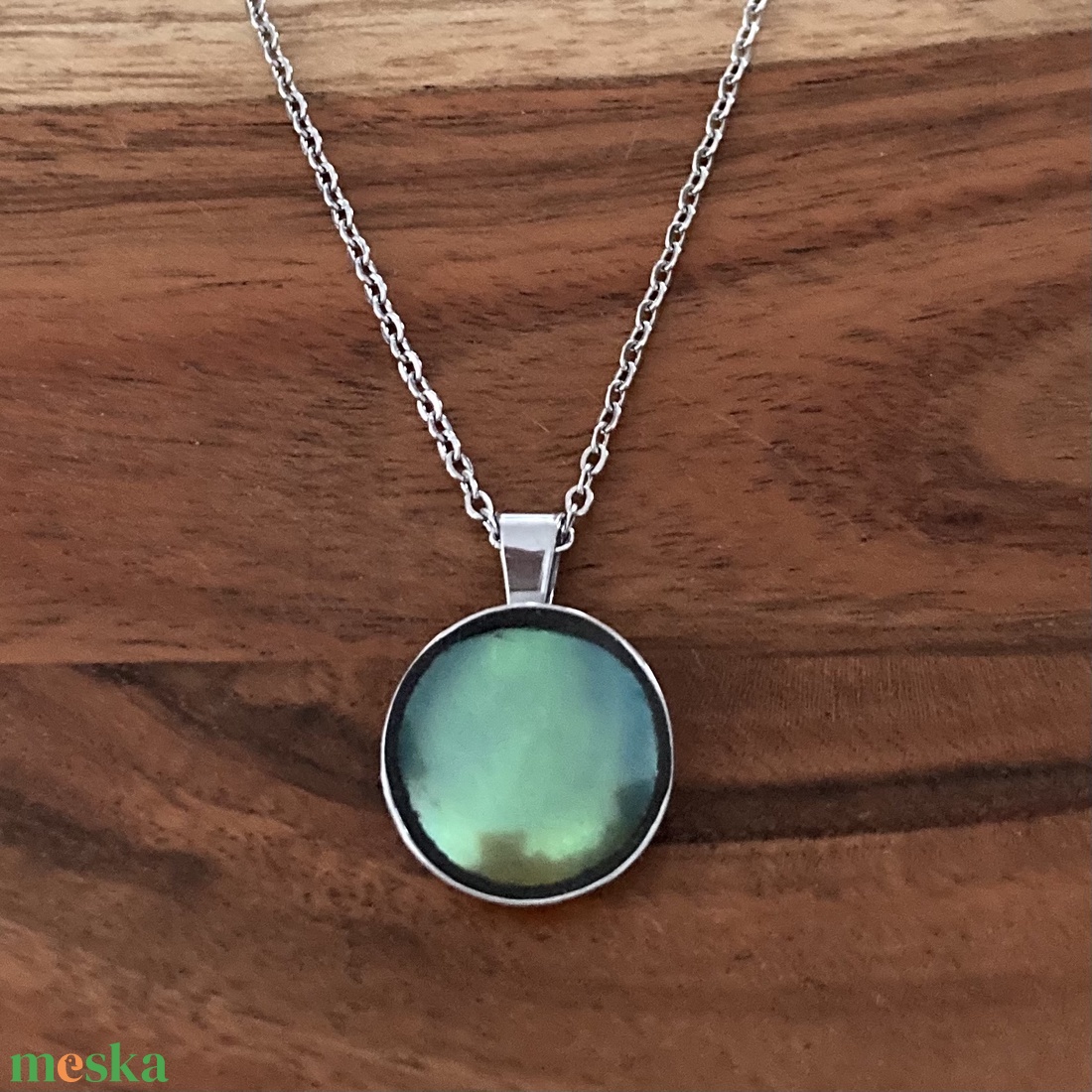 Eozinos mentett porcelán darabok - nemesacél nyaklánc eozin mázas porcelánnal - ékszer - nyaklánc - medálos nyaklánc - Meska.hu