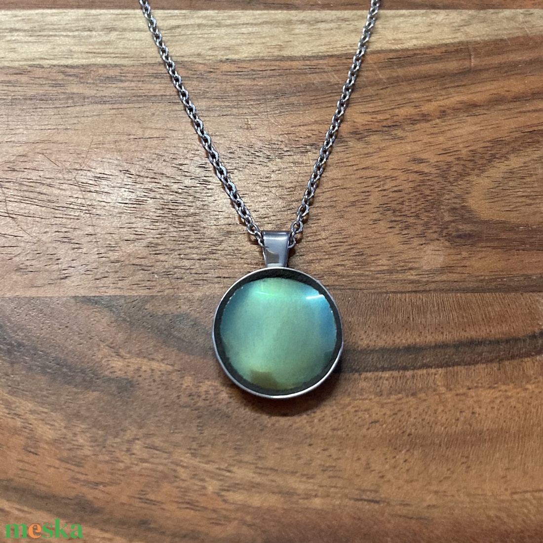 Eozinos mentett porcelán darabok - nemesacél nyaklánc eozin mázas porcelánnal - ékszer - nyaklánc - medálos nyaklánc - Meska.hu