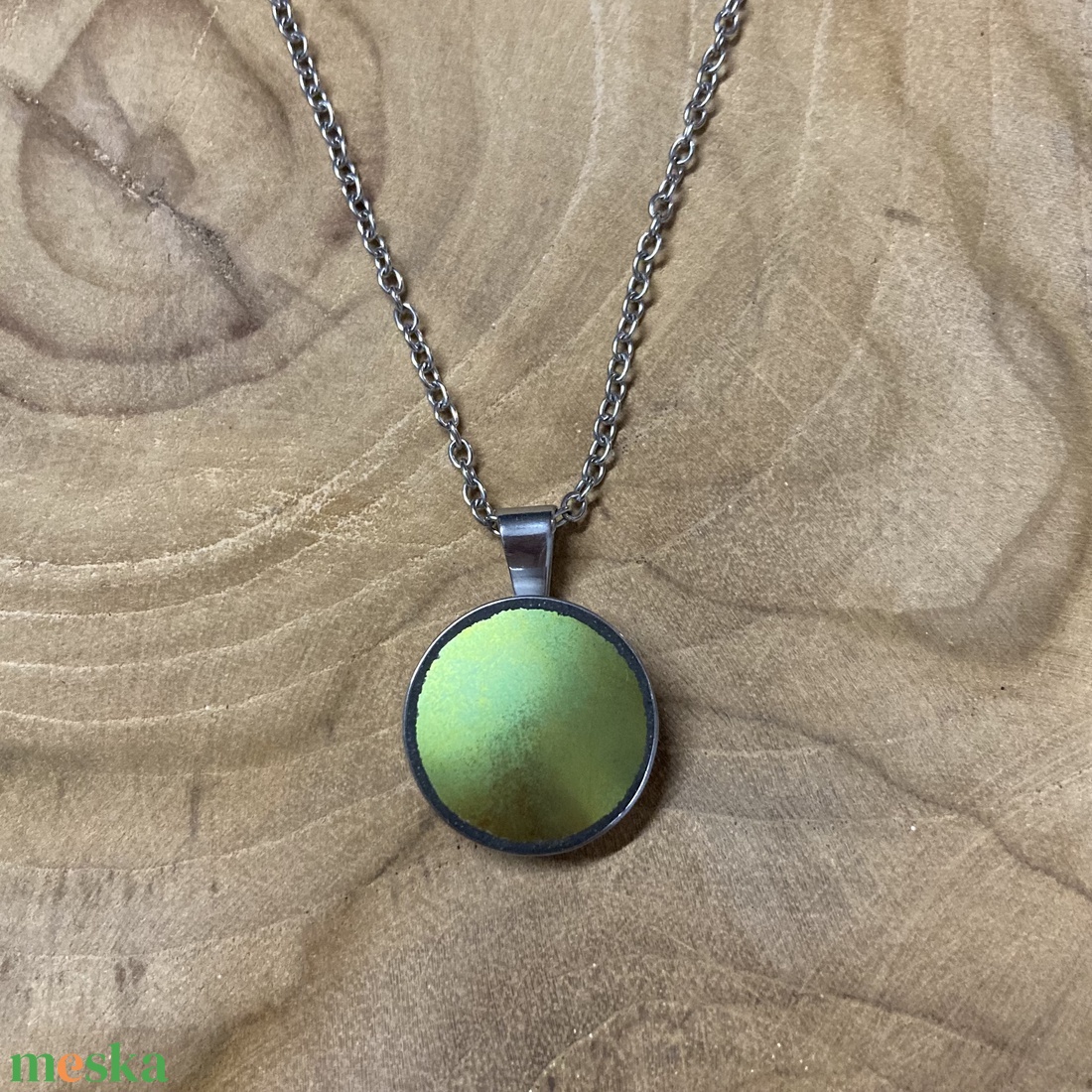 Eozinos mentett porcelán darabok - nemesacél nyaklánc eozin mázas porcelánnal - ékszer - nyaklánc - medálos nyaklánc - Meska.hu