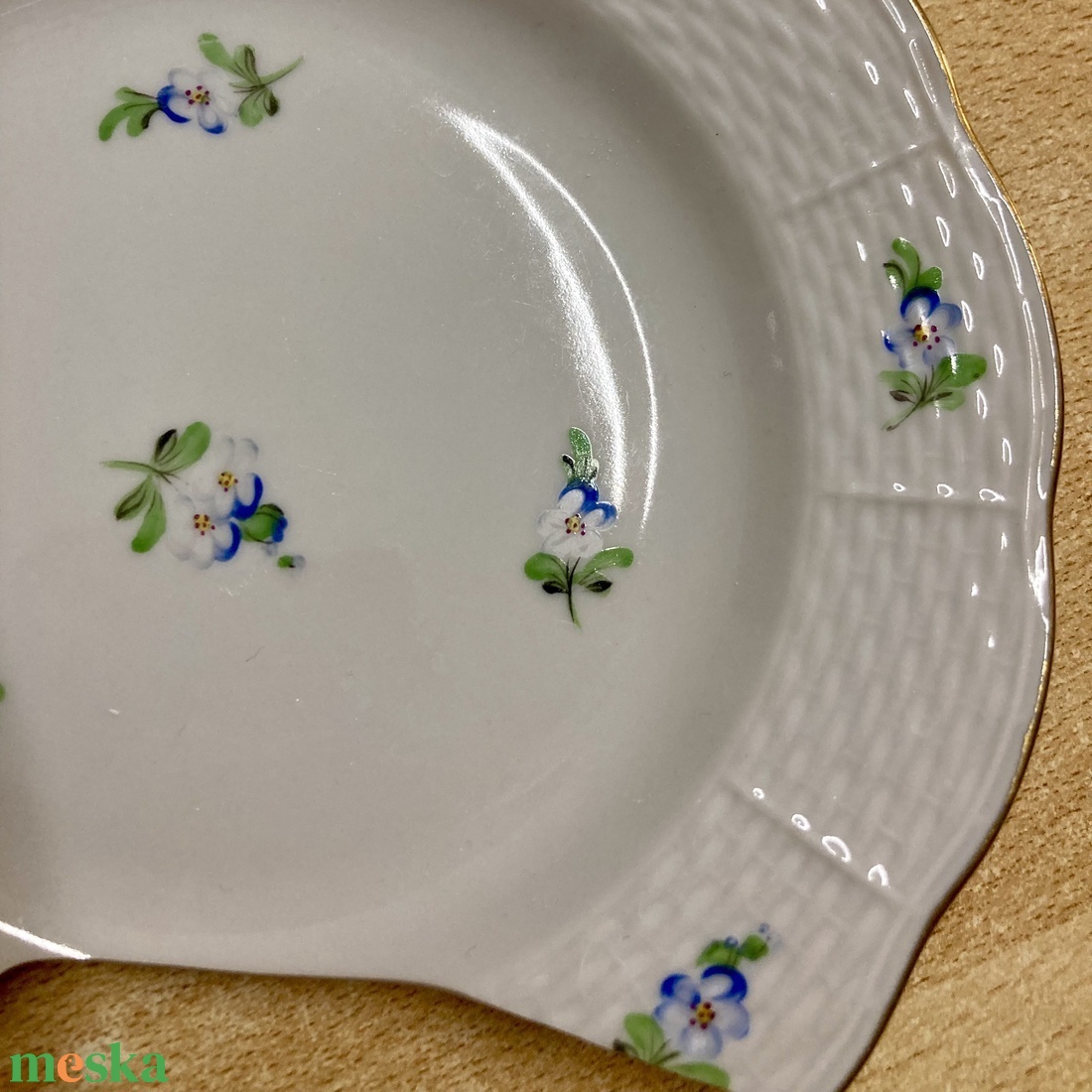 Mentett porcelán darabok - nemesacél fülbevaló - csepp forma, nefelejcs - ékszer - fülbevaló - lógó fülbevaló - Meska.hu