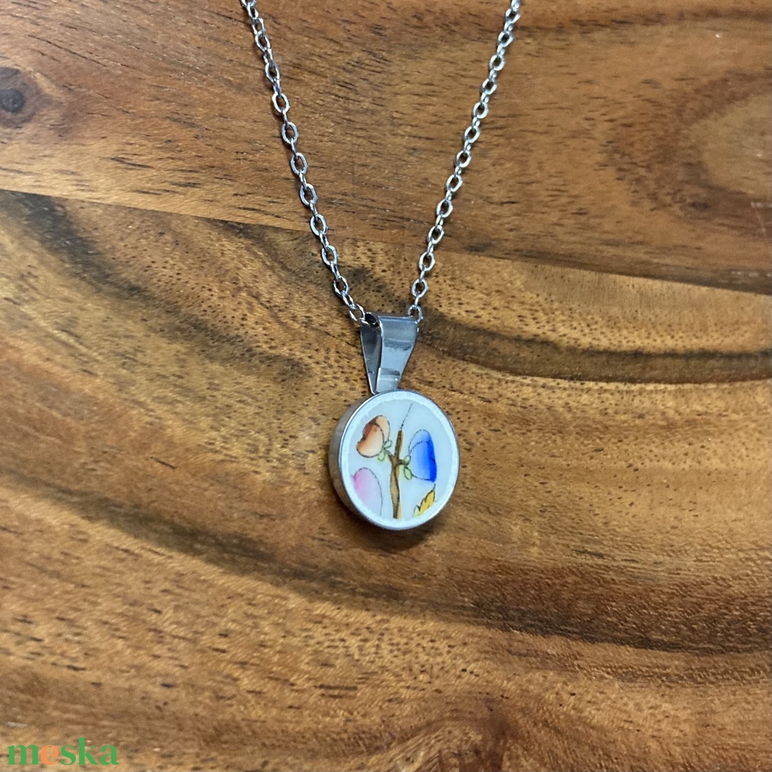 Mentett porcelán darabok - virágos pici medálos nyaklánc - nemesacél - ékszer - nyaklánc - medálos nyaklánc - Meska.hu