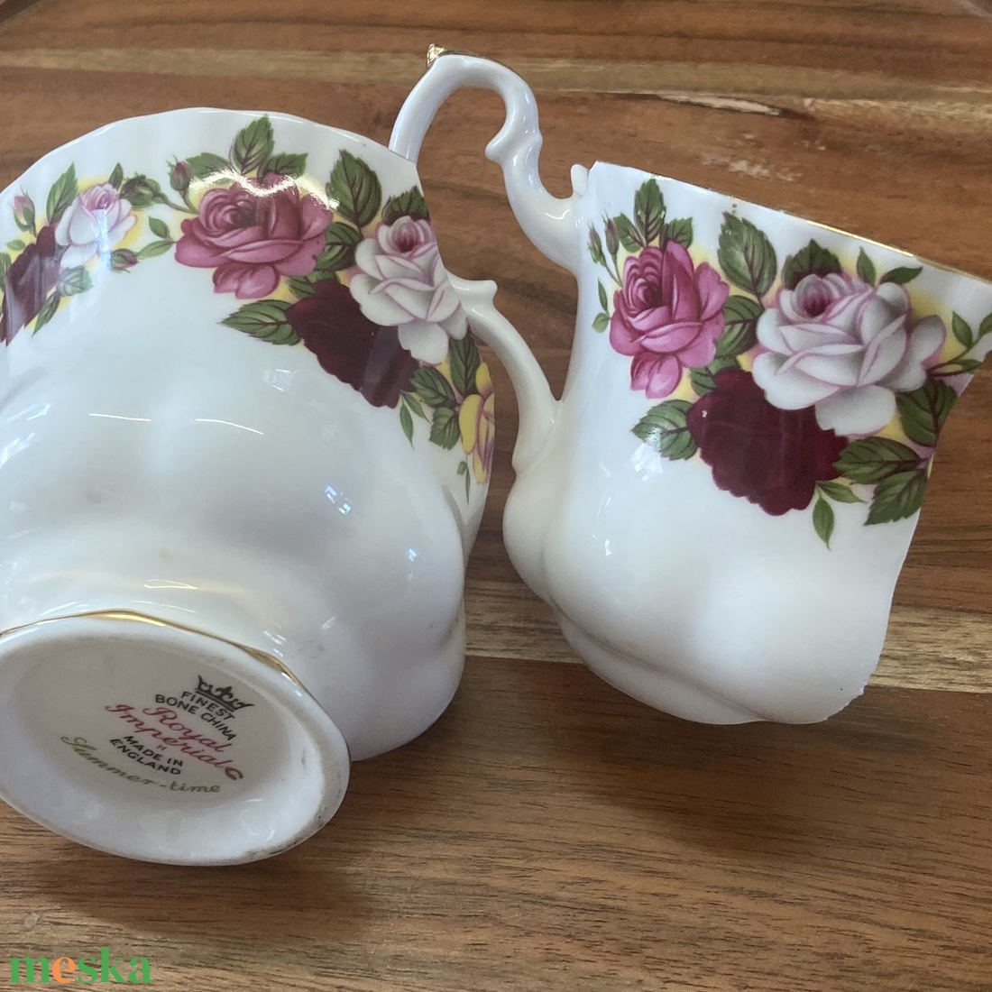 Mentett angol porcelán darabok - rózsabimbós nemesacél fülbevaló, bedugós - ékszer - fülbevaló - pötty fülbevaló - Meska.hu