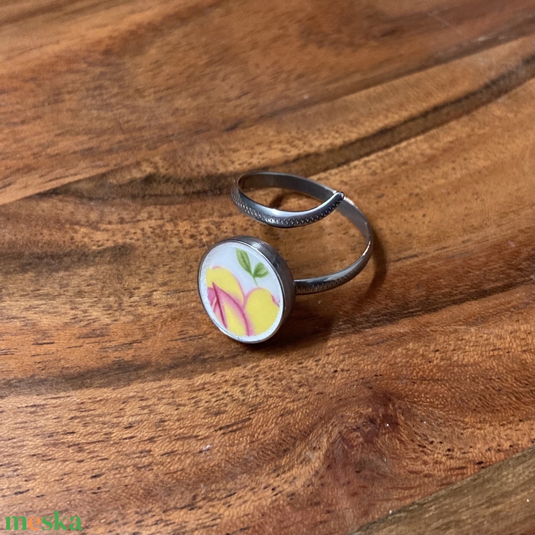 Angol mentett porcelán darabok - kígyós nemesacél gyűrű - rózsás, állítható - ékszer - gyűrű - kerek gyűrű - Meska.hu