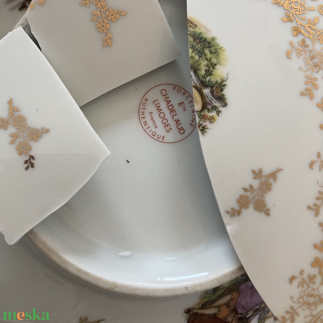 Aranyozott medál - mentett francia porcelán darabok - medál vagy nyaklánc, II - ékszer - nyaklánc - medálos nyaklánc - Meska.hu