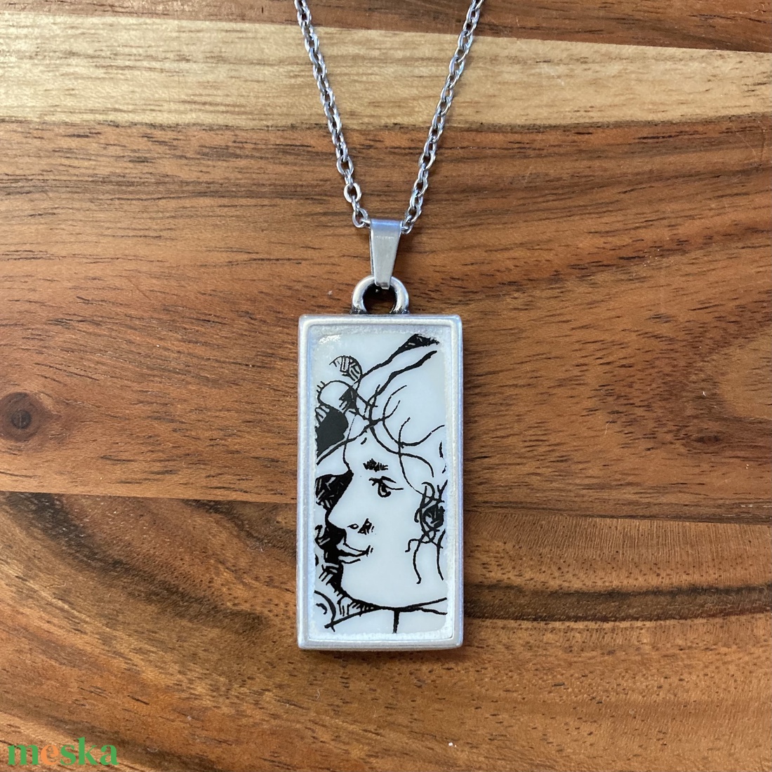 Mentett porcelán darabok - arc medálos nyaklánc nemesacél lánccal - ékszer - nyaklánc - medálos nyaklánc - Meska.hu