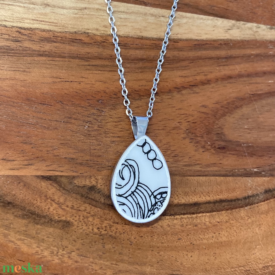 Mentett porcelán darabok - nyaklánc, nemesacél csepp medálos - ékszer - nyaklánc - medálos nyaklánc - Meska.hu