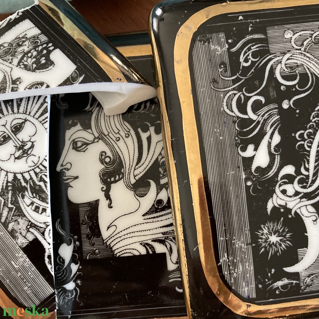 Bross - mentett NŐI ARC porcelán darab - nemesacél bross, kitűző - ékszer - kitűző és bross - Meska.hu