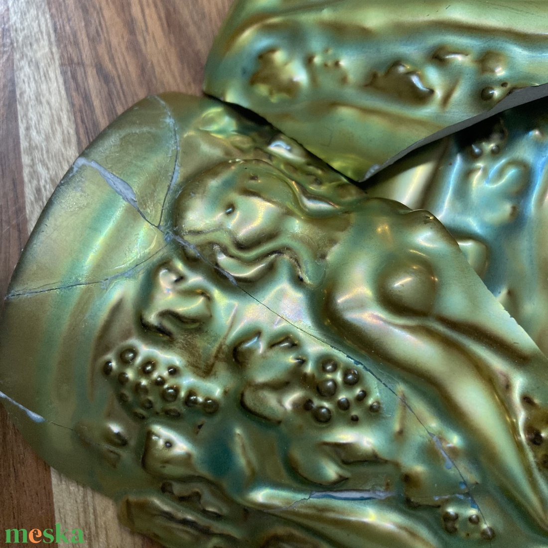 Eozinos aranyozott gyűrű - mentett porcelán darabok, csavart, állítható - ékszer - gyűrű - kerek gyűrű - Meska.hu