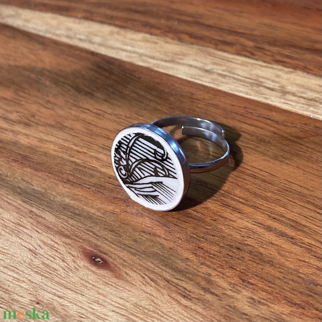 Mentett porcelán darabok - nemesacél gyűrű, állítható - ékszer - gyűrű - kerek gyűrű - Meska.hu