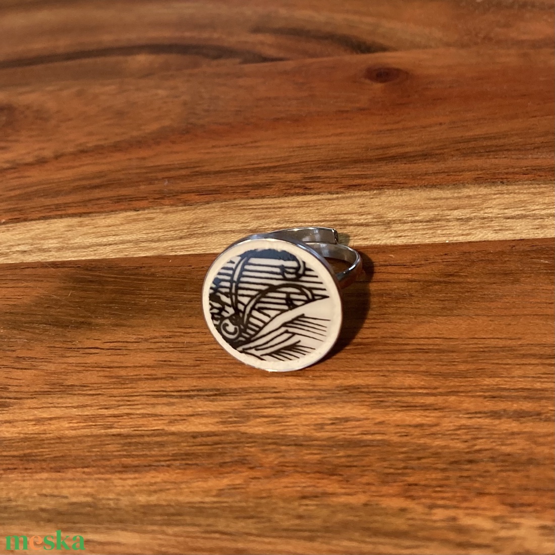 Mentett porcelán darabok - nemesacél gyűrű, állítható - ékszer - gyűrű - kerek gyűrű - Meska.hu