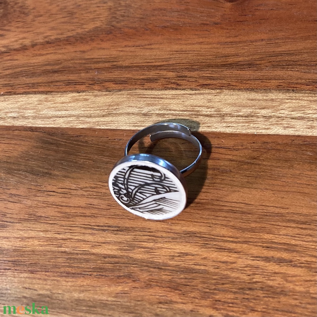 Mentett porcelán darabok - nemesacél gyűrű, állítható - ékszer - gyűrű - kerek gyűrű - Meska.hu