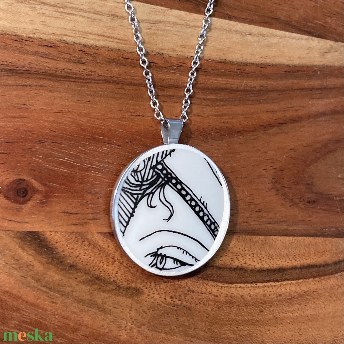 Mentett porcelán darabok - NŐI arc, szem medálos nyaklánc - nemesacél - ékszer - nyaklánc - medálos nyaklánc - Meska.hu