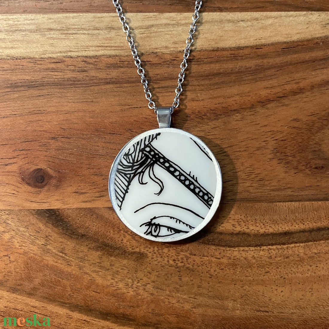 Mentett porcelán darabok - NŐI arc, szem medálos nyaklánc - nemesacél - ékszer - nyaklánc - medálos nyaklánc - Meska.hu
