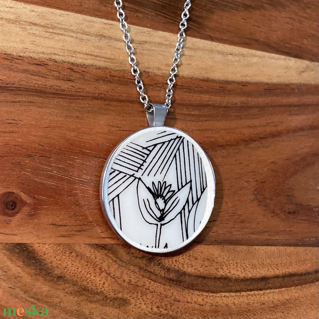 Mentett porcelán darabok - virag medálos nyaklánc - nemesacél - ékszer - nyaklánc - medálos nyaklánc - Meska.hu