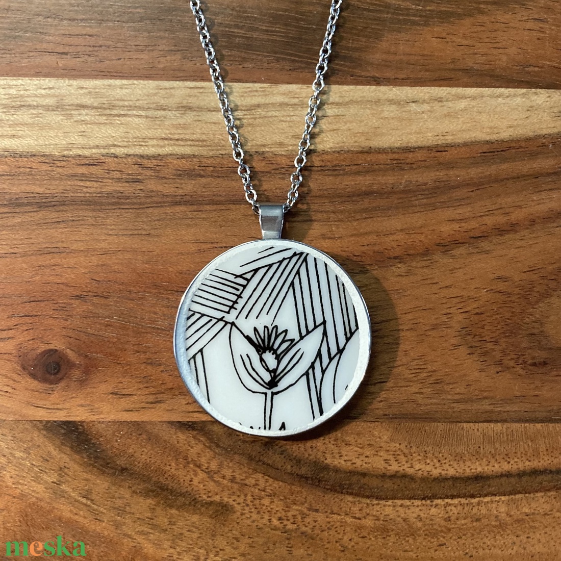 Mentett porcelán darabok - virag medálos nyaklánc - nemesacél - ékszer - nyaklánc - medálos nyaklánc - Meska.hu