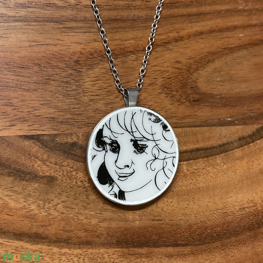 Mentett porcelán darabok - lány arc medálos nyaklánc - nemesacél - ékszer - nyaklánc - medálos nyaklánc - Meska.hu