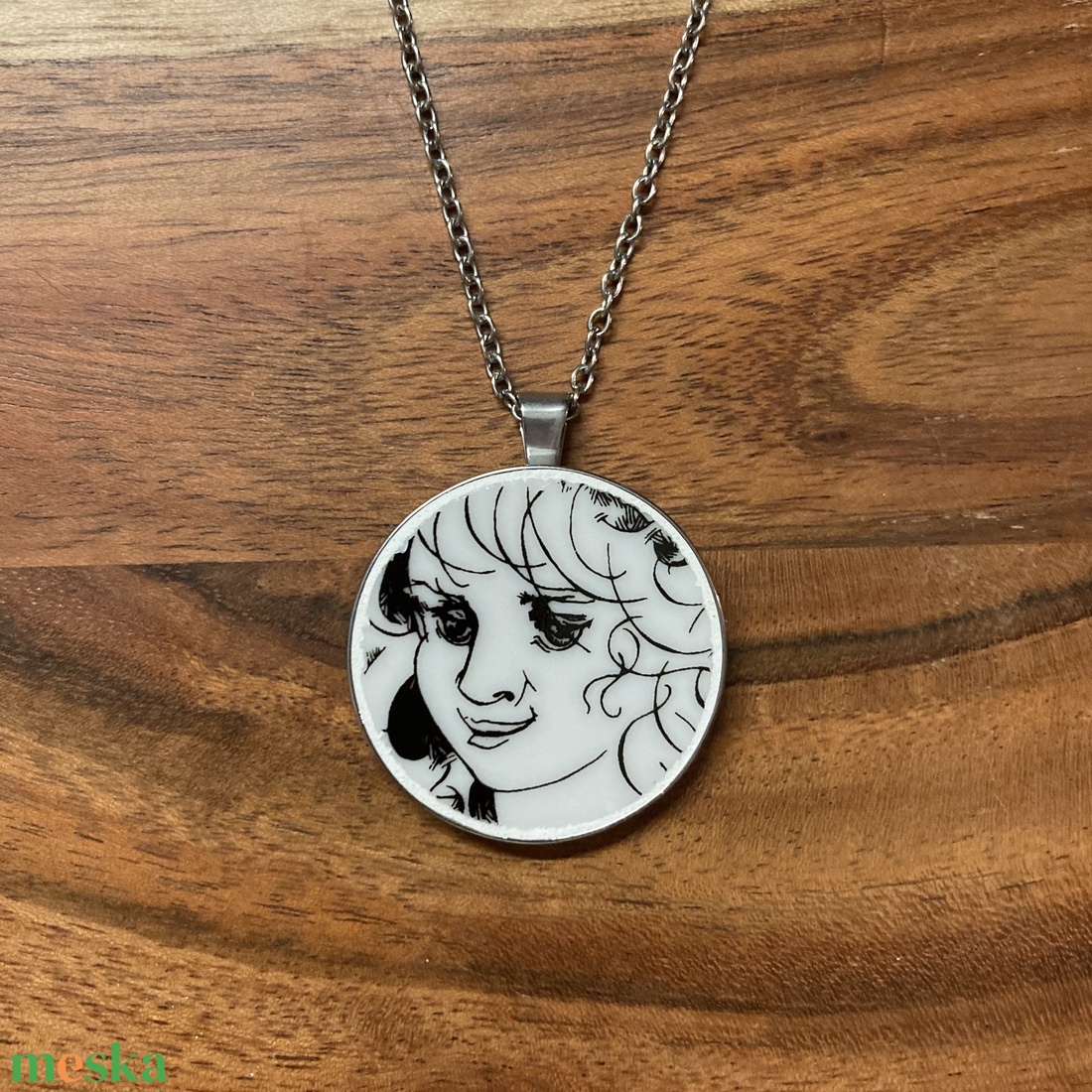 Mentett porcelán darabok - lány arc medálos nyaklánc - nemesacél - ékszer - nyaklánc - medálos nyaklánc - Meska.hu
