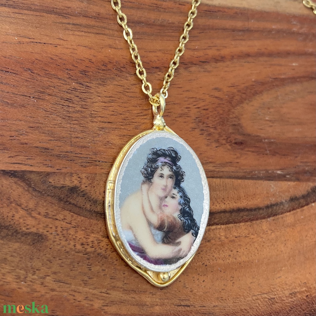 Aranyozott medál - mentett porcelán darabok, anya-lánya medál vagy nyaklánc - ékszer - nyaklánc - medálos nyaklánc - Meska.hu