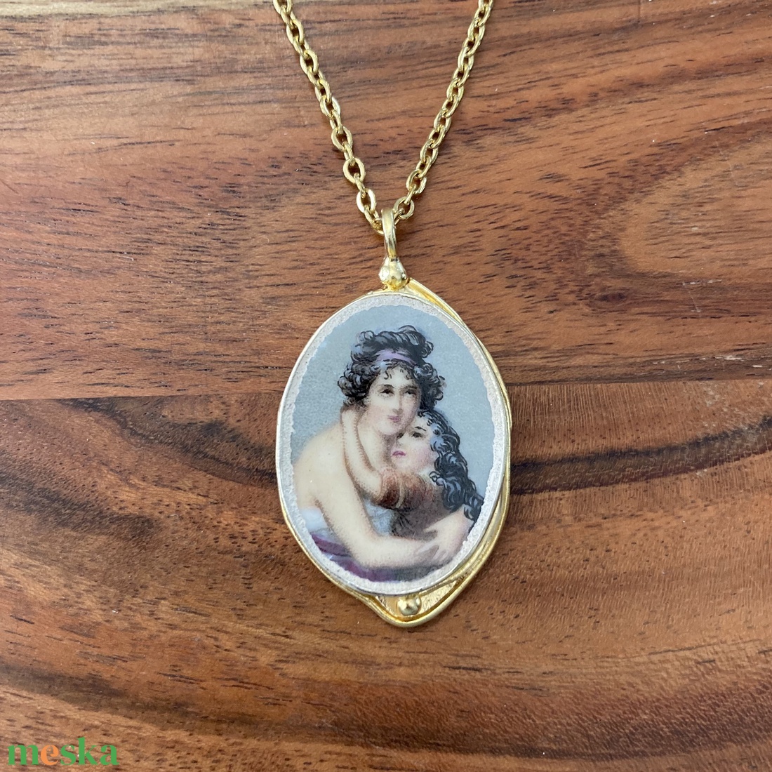 Aranyozott medál - mentett porcelán darabok, anya-lánya medál vagy nyaklánc - ékszer - nyaklánc - medálos nyaklánc - Meska.hu