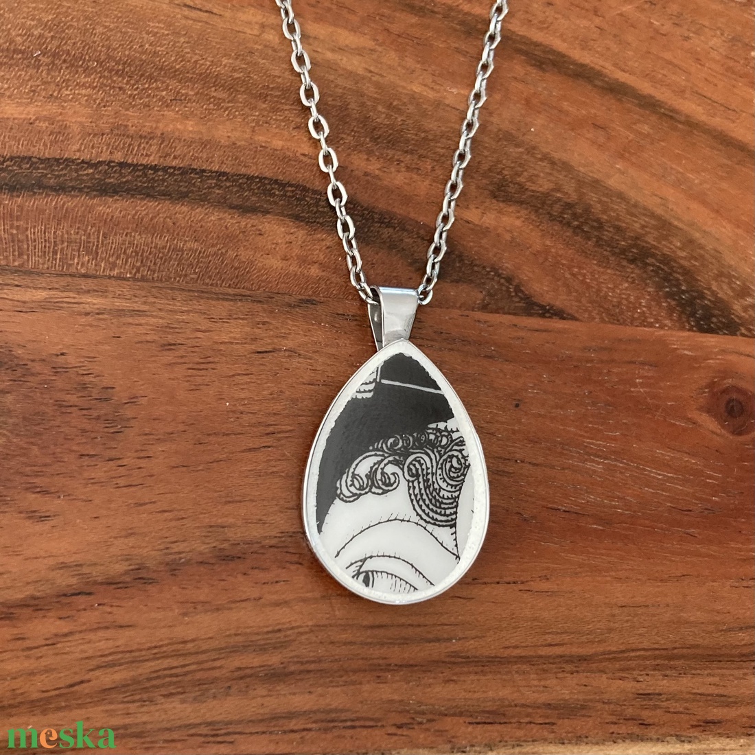 Mentett porcelán darabok - Női Arc nyaklánc - nemesacél csepp medálos - ékszer - nyaklánc - medálos nyaklánc - Meska.hu