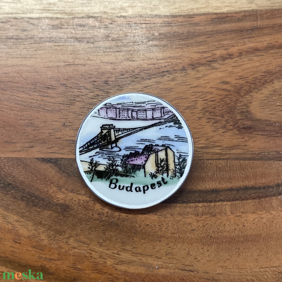 Bross - mentett porcelán darabok - BUDAPEST nemesacél bross, kitűző - ékszer - kitűző és bross - Meska.hu