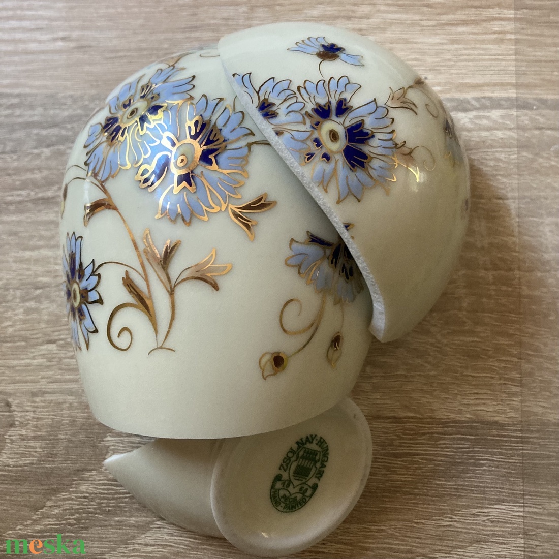Mentett porcelán darabok - búzavirágos gyűrű - állítható - ékszer - gyűrű - statement gyűrű - Meska.hu