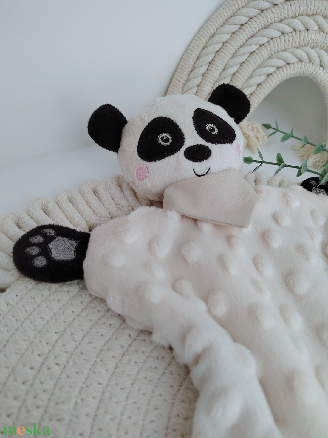 Minky kispanda rongyi - baba - mama - baba játékok - szundikendő, alvóka - Meska.hu