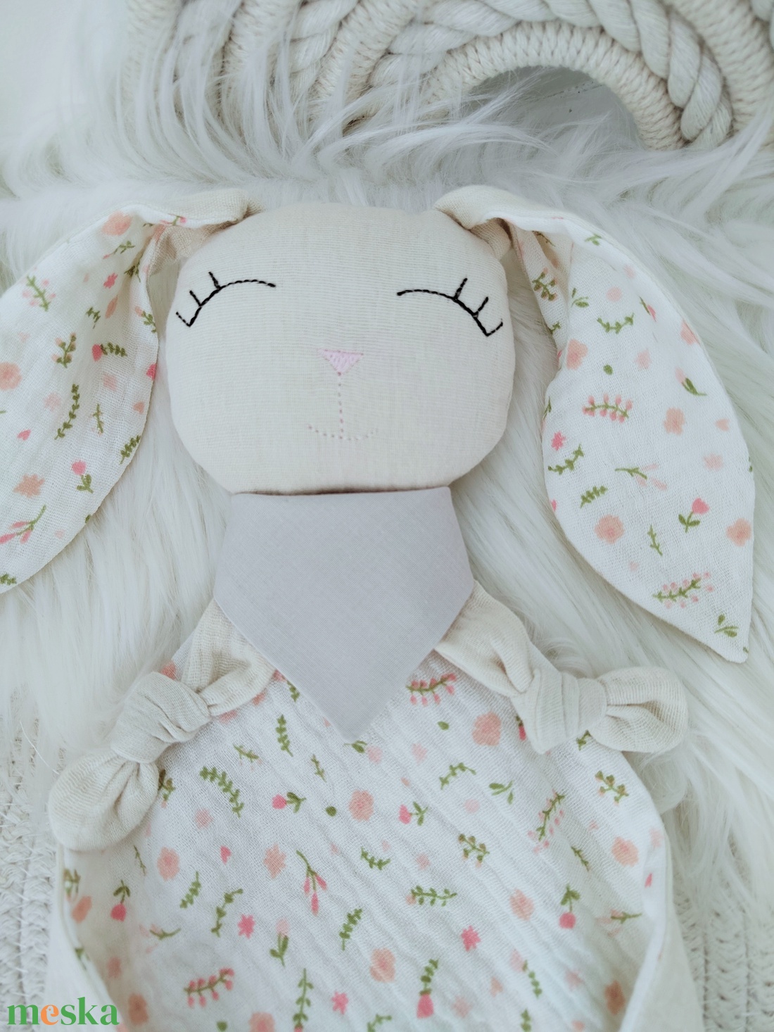 Apró virágos, dupla géz nyuszi - baba - mama - baba játékok - szundikendő, alvóka - Meska.hu